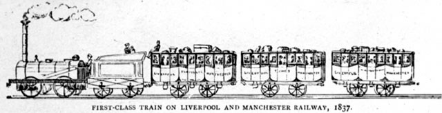 Engraving of the original first-class train