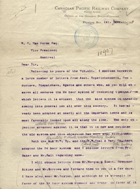 Letter to Mr. Van Horne 