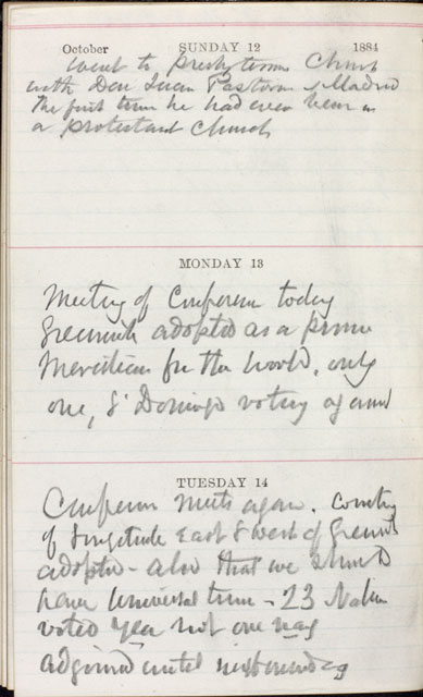 Note on the adoption of Greenwich as the international meridian